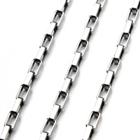 Rustfrit stål smykker kæde, Stainless Steel, forskellig størrelse for valg & rektangel kæde, oprindelige farve, 5m/Bag, Solgt af Bag