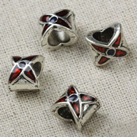 Tibetan Style European Beads, antique silver color plated, enamel & large hole, lead & cadmium free, 10x8x9mm, Hole:Approx 5.5mm, 20PCs/Bag, Sold By Bag