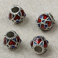 Tibetan Style European Beads, Drum, antique silver color plated, without troll & enamel, lead & cadmium free, 11x11mm, Hole:Approx 4.5mm, 20PCs/Bag, Sold By Bag