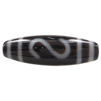Två tonar agat pärlo, Tibetanska agat, Oval, S krok, 38x12mm, Hål:Ca 2.5mm, Säljs av PC