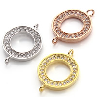 Cubic Zirconia Micro Pave Brass Connector Donut plated micro pave cubic zirconia & 1/1 loop nickel lead & cadmium free Approx 2mm Sold By Bag