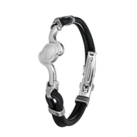 Unisex Bracelet, acier inoxydable, avec silicone, unisexe, noire, 38x17x5mm, 4mm, 30x11x8mm, Vendu par Environ 9 pouce brin