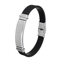 Unisex Bracelet Stainless Steel with Silicone black Sold Per Approx 8.5 Inch Strand
