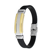 Unisex Bracelet Stainless Steel with Silicone plated black Sold Per Approx 8.5 Inch Strand