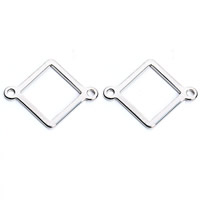 Stainless Steel Connector, Rhombus, 1/1 loop, original color, 22x17.5mm, Hole:Approx 1.5mm, 20PCs/Bag, Sold By Bag