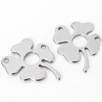 Stainless Steel Connector, Four Leaf Clover, 1/1 loop, original color, 24x32mm, Hole:Approx 1.5mm, 10PCs/Bag, Sold By Bag