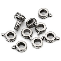 Stainless Steel Bail Beads, Rondelle, blacken, original color, 9mm, Hole:Approx 2mm, 5mm, Sold By PC