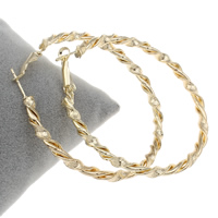 Железо Серьги-кольца, Кольцевая форма, плакирован золотом, глазированный, не содержит свинец и кадмий, 60x64x3.50mm, продается Пара
