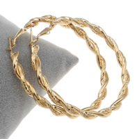 Железо Серьги-кольца, Кольцевая форма, плакирован золотом, не содержит свинец и кадмий, 60x61x4mm, продается Пара
