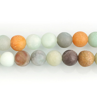 Amazonit Perlen, rund, natürlich, verschiedene Größen vorhanden & satiniert, Bohrung:ca. 1-1.5mm, verkauft per ca. 15.5 ZollInch Strang