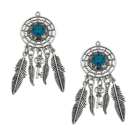 Tibetan Style Feather Pendants, antique silver color plated, enamel & hollow, nickel, lead & cadmium free, 30x38x5mm, 11x38x2mm, 9x21x2.5mm, 77mm, Hole:Approx 2mm, 30PCs/Lot, Sold By Lot