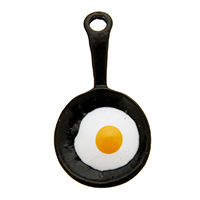 Цинкового сплава Эмаль Кулоны, цинковый сплав, Жареное яйцо, черный свнец, эмаль, не содержит никель, свинец, 14x27x3mm, отверстие:Приблизительно 2.3mm, 200ПК/Лот, продается Лот