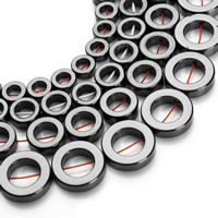Ikke-magnetiske Hæmatit perler, Ikke-magnetisk hæmatit, Donut, forskellig størrelse for valg, sort, Hole:Ca. 1mm, Solgt Per Ca. 15.5 inch Strand
