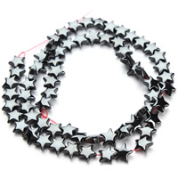 Nicht-magnetische Hämatit Perlen, Non- magnetische Hämatit, Stern, schwarz, 8mm, Bohrung:ca. 1mm, ca. 65PCs/Strang, verkauft per ca. 15.5 ZollInch Strang