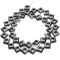 Nicht-magnetische Hämatit Perlen, Non- magnetische Hämatit, Rhombus, schwarz, 8mm, Bohrung:ca. 1mm, ca. 38PCs/Strang, verkauft per ca. 15.5 ZollInch Strang