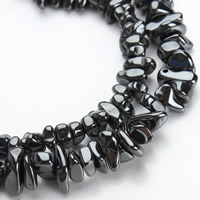 Nicht-magnetische Hämatit Perlen, Non- magnetische Hämatit, Klumpen, verschiedene Größen vorhanden, schwarz, Bohrung:ca. 1mm, verkauft per ca. 15.5 ZollInch Strang