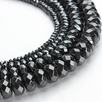 Nicht-magnetische Hämatit Perlen, Non- magnetische Hämatit, Rondell, verschiedene Größen vorhanden & facettierte, schwarz, Bohrung:ca. 1mm, verkauft per ca. 15.5 ZollInch Strang