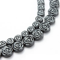Nicht-magnetische Hämatit Perlen, Non- magnetische Hämatit, Blume, verschiedene Größen vorhanden, schwarz, Bohrung:ca. 1mm, verkauft per ca. 15.5 ZollInch Strang