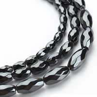 Nicht-magnetische Hämatit Perlen, Non- magnetische Hämatit, oval, verschiedene Größen vorhanden & facettierte, schwarz, Bohrung:ca. 1mm, verkauft per ca. 15.5 ZollInch Strang
