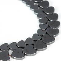 Nicht-magnetische Hämatit Perlen, Non- magnetische Hämatit, Herz, verschiedene Größen vorhanden, schwarz, Bohrung:ca. 1mm, verkauft per ca. 15.5 ZollInch Strang