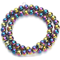 Nicht-magnetische Hämatit Perlen, Non- magnetische Hämatit, rund, bunte Farbe plattiert, verschiedene Größen vorhanden, Bohrung:ca. 1mm, verkauft per ca. 15.5 ZollInch Strang