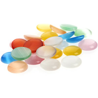 Cats Eye Cabochons, Flat Round, different size for choice & flat back, mixed colors, 30PCs/Bag, Sold By Bag