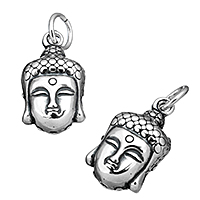 Siogairlín jewelry Buddhist, An Téalainn Sterling Silver, Buddha, jewelry Búdaíoch, 10.50x18x8mm, Poll:Thart 5mm, Díolta De réir PC