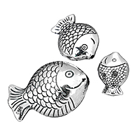 Ταϊλάνδη Sterling Silver Beads, Ψάρι, διαφορετικό μέγεθος για την επιλογή, Sold Με PC