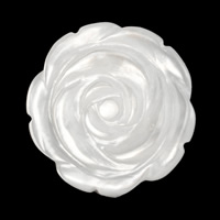White Shell Cabochon, Flower, natural, carved, 20x3mm, 20PCs/Lot, Sold By Lot