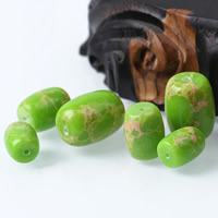 Impression Jasper Beads, Drum, natural, different size for choice, green, Hole:Approx 1mm, 10PCs/Bag, Sold By Bag