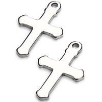 Stainless Steel Cross Pendants, original color, 12x19mm, Hole:Approx 2mm, 20PCs/Bag, Sold By Bag