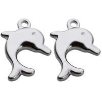 Stainless Steel Animal Pendants, Dolphin, original color, 13x17mm, Hole:Approx 2mm, 10PCs/Bag, Sold By Bag