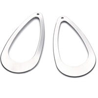Stainless Steel Pendants, Teardrop, original color, 25x50mm, Hole:Approx 2mm, 10PCs/Bag, Sold By Bag