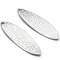 Stainless Steel Pendants, Flat Oval, original color, 47x13mm, Hole:Approx 2mm, 10PCs/Bag, Sold By Bag