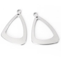 Stainless Steel Pendants, Triangle, original color, 22x34mm, Hole:Approx 2mm, 10PCs/Bag, Sold By Bag