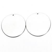 Stainless Steel Tag Charm, Flat Round, original color, 36mm, Hole:Approx 2mm, 5PCs/Bag, Sold By Bag