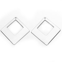 Stainless Steel Pendants, Rhombus, original color, 32mm, Hole:Approx 2mm, 5PCs/Bag, Sold By Bag