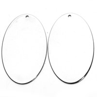 Stainless Steel Tag Charm Flat Oval original color Approx 2mm Sold By Bag