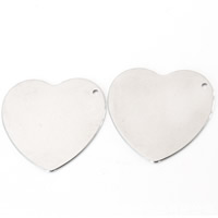Stainless Steel Tag Charm, Heart, original color, 28x27mm, Hole:Approx 2mm, 10PCs/Bag, Sold By Bag