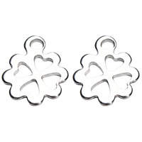 Stainless Steel Pendants, Four Leaf Clover, original color, 10x13mm, Hole:Approx 2mm, 100PCs/Bag, Sold By Bag