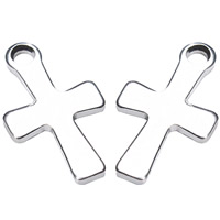 Stainless Steel Cross Pendants, original color, 7x12mm, Hole:Approx 5mm, 100PCs/Bag, Sold By Bag