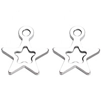 Stainless Steel Pendants, Star, original color, 8x10mm, Hole:Approx 5mm, 100PCs/Bag, Sold By Bag