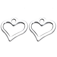 Stainless Steel Heart Pendants, original color, 11x11mm, Hole:Approx 2mm, 100PCs/Bag, Sold By Bag