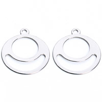 Stainless Steel Pendants, Flat Round, original color, 16mm, Hole:Approx 2mm, 20PCs/Bag, Sold By Bag