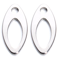 Bijoux pendentifs en acier inoxydable , ovale plat, couleur originale, 11x24mm, Trou:Environ 2mm, 20PC/sac, Vendu par sac