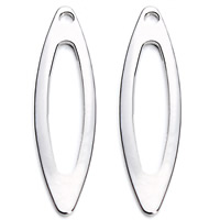 Stainless Steel Pendants, Flat Oval, original color, 7x26mm, Hole:Approx 2mm, 20PCs/Bag, Sold By Bag