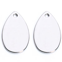 Stainless Steel Tag Charm, Teardrop, original color, 10x18mm, Hole:Approx 2mm, 20PCs/Bag, Sold By Bag