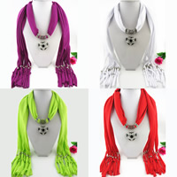 Polyester Long Pendant Scarf, with Tibetan Style, Heart, plated, for woman & enamel & with rhinestone, more colors for choice, nickel, lead & cadmium free, 1800x400mm, Sold By Strand