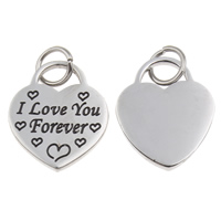 316 Stainless Steel Pendant Lock word I love you forever enamel Approx 5mm Sold By PC