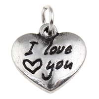 316 Stainless Steel Pendant, Heart, word I love you, blacken, 17x16x4mm, Hole:Approx 4.5mm, Sold By PC